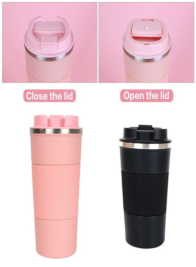 ZOKIXTO New Stainless Steel Vacuum Insulated Travel Tea and Coffee Mug -Insulated Cup for Hot & Cold Drinks, Travel Thermos Flask with Lid. (Pink, 510 Ml) - Image 2
